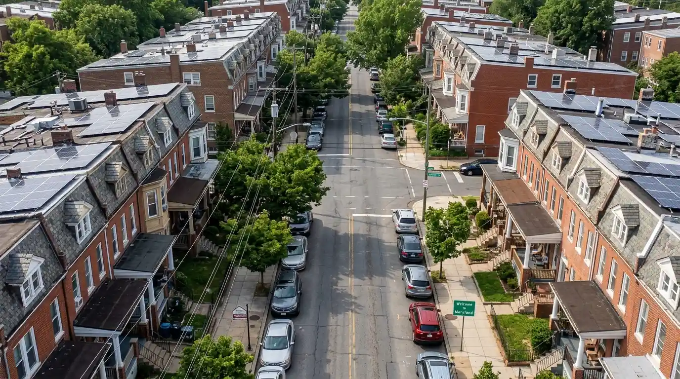 Similar solar roofs on either side of the DC and Maryland line