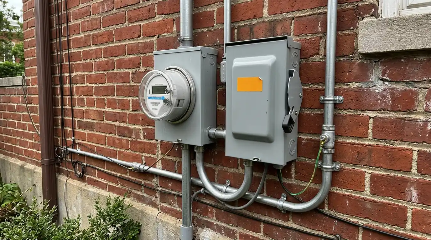Fused solar disconnect beside the meter for a supply-side connection