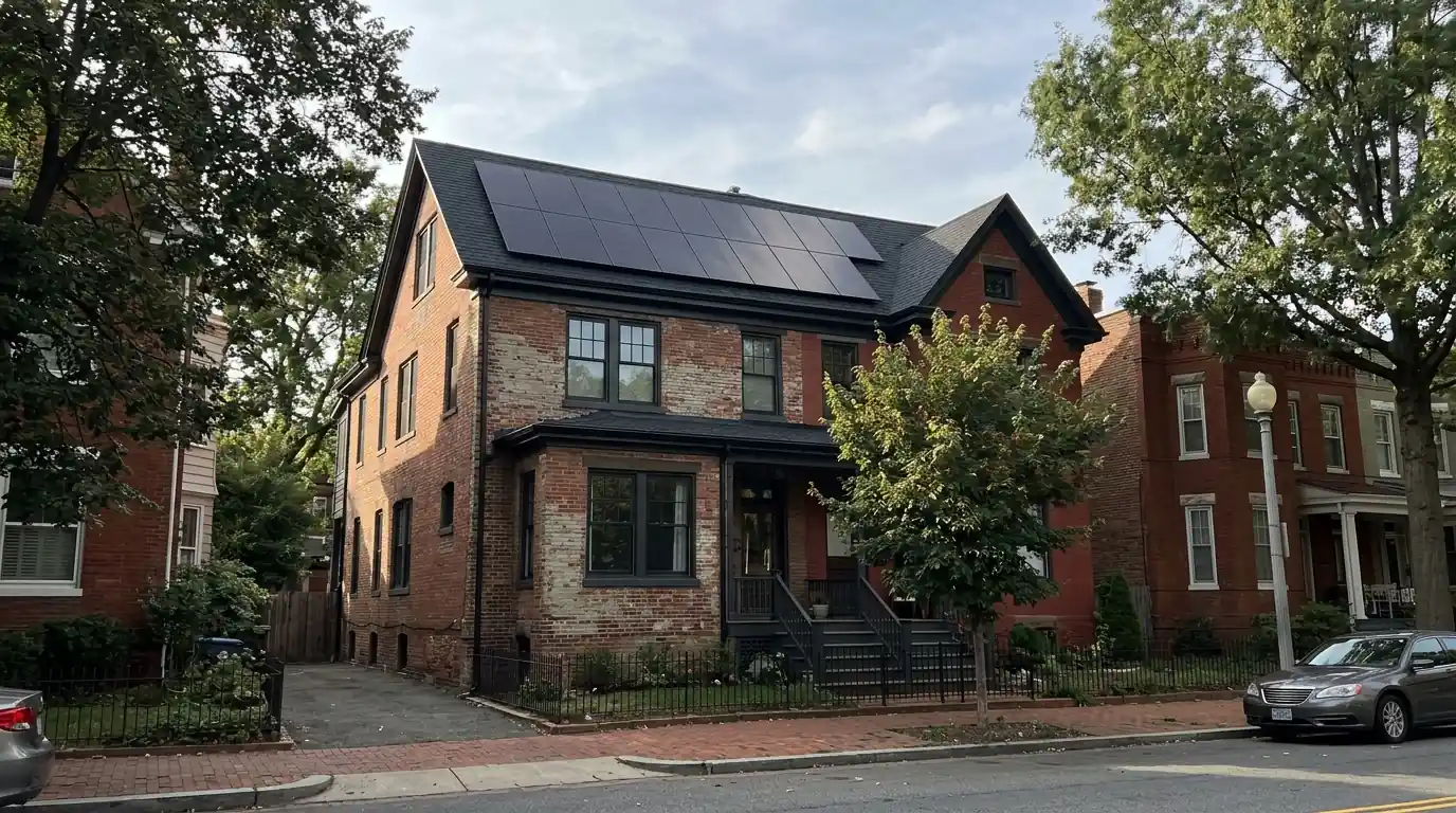 All-black solar panels blending with dark shingles