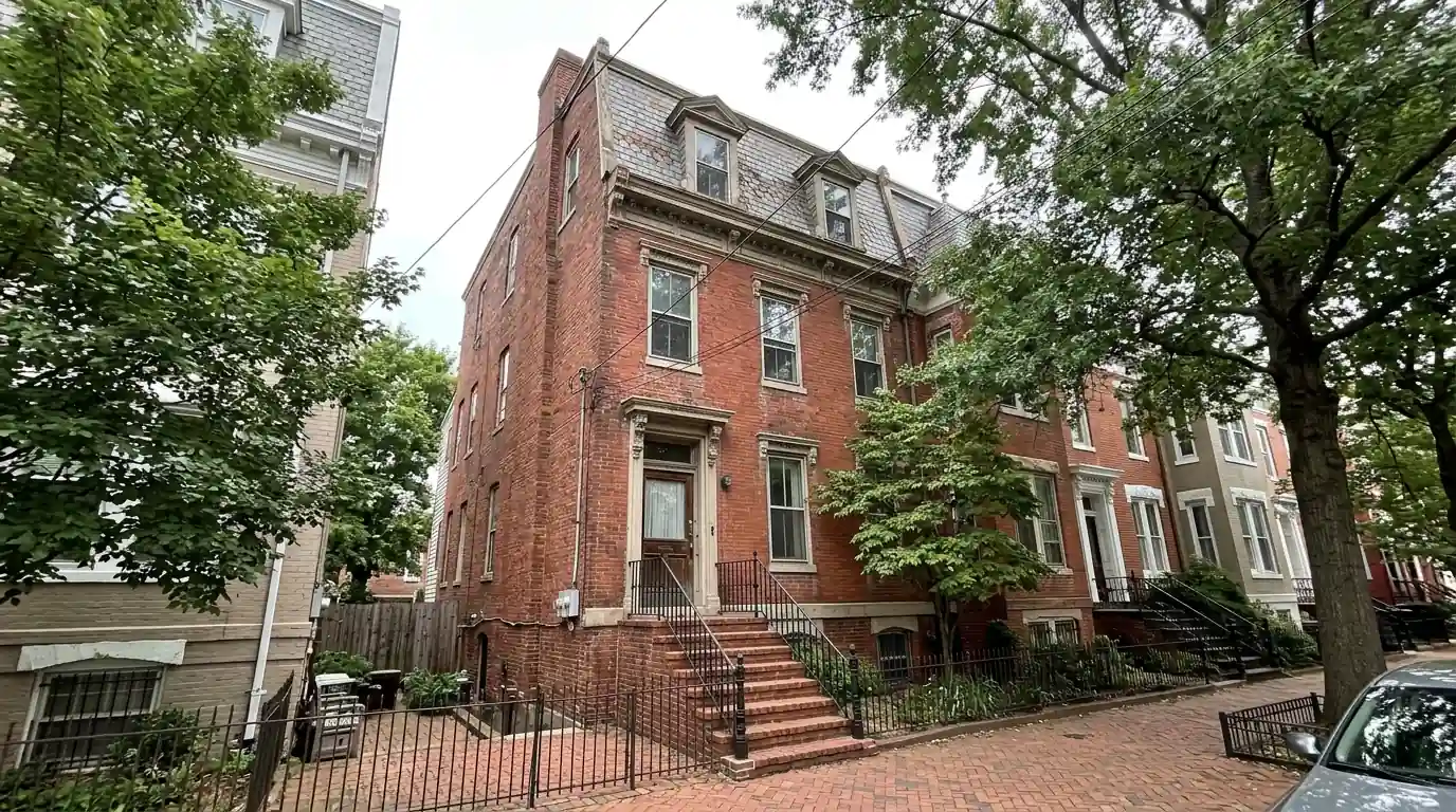 Sightline photo from the sidewalk for a historic solar review