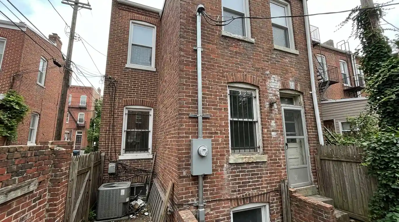New 200-amp meter base on the back wall of a DC rowhouse