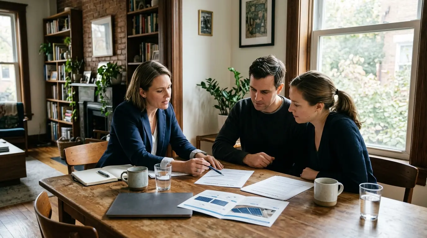 Reviewing a solar lease contract with a homeowner