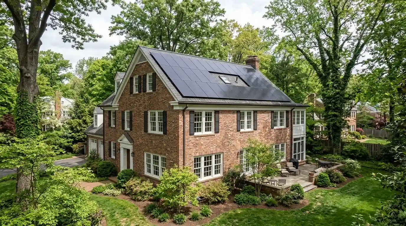 Large colonial home with rear-roof solar in Spring Valley